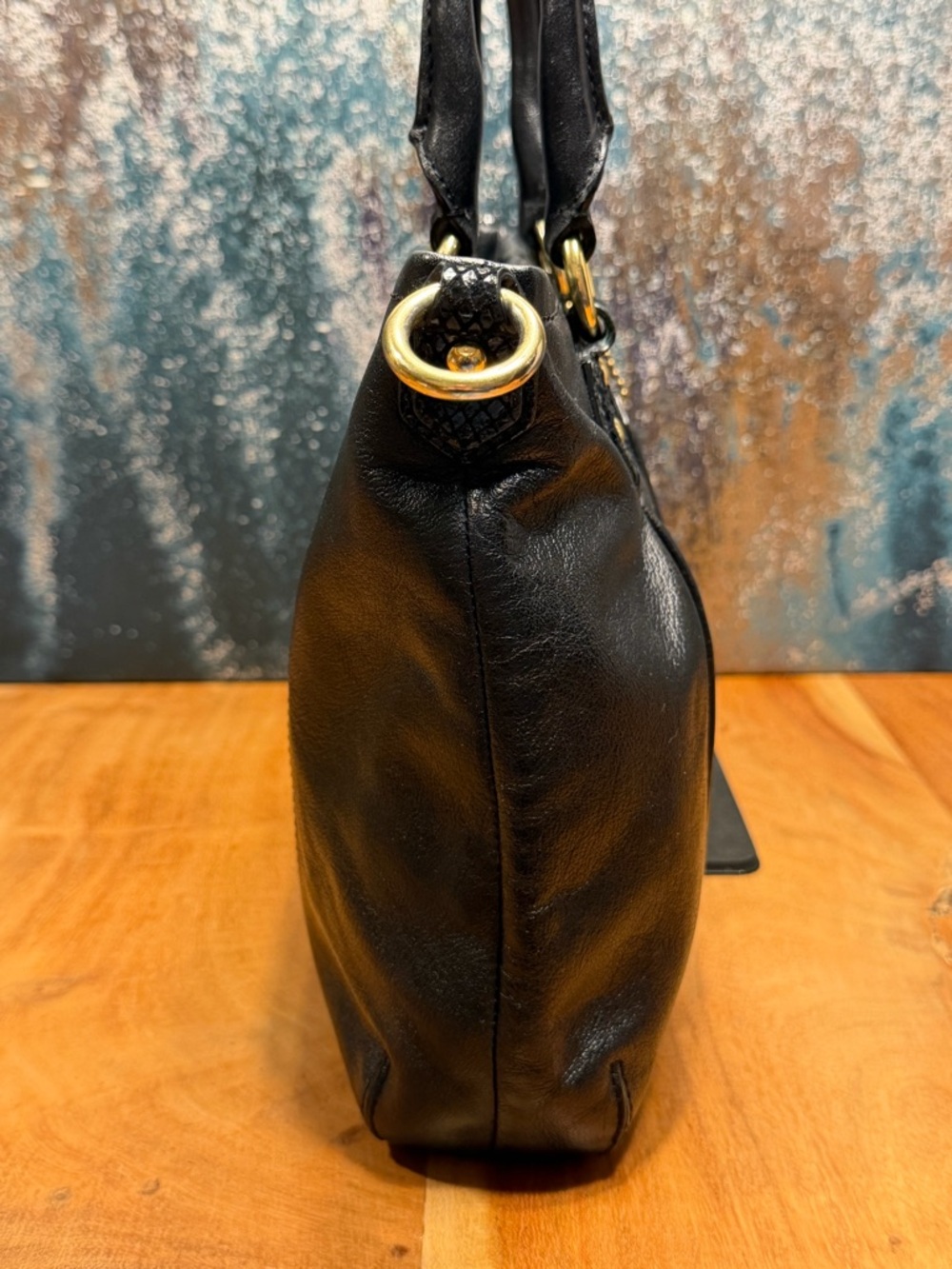 Coach Classic 2012 Black Leather Madison Sophia Satchel Gold (VGUC) - Picture 10 of 16